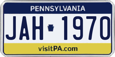 PA license plate JAH1970