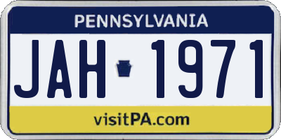 PA license plate JAH1971