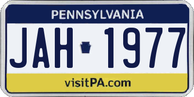 PA license plate JAH1977