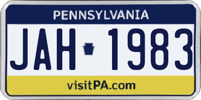 PA license plate JAH1983