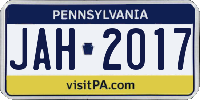 PA license plate JAH2017