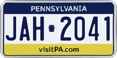 PA license plate JAH2041