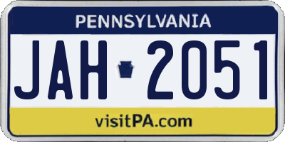 PA license plate JAH2051