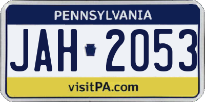 PA license plate JAH2053