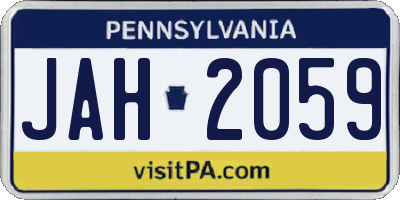 PA license plate JAH2059