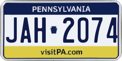 PA license plate JAH2074
