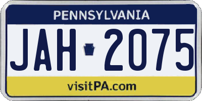 PA license plate JAH2075