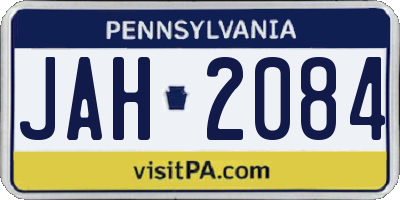 PA license plate JAH2084