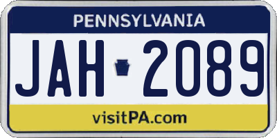 PA license plate JAH2089
