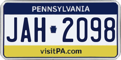 PA license plate JAH2098