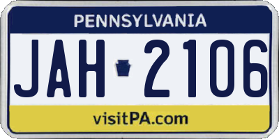 PA license plate JAH2106