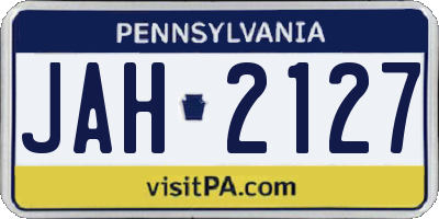 PA license plate JAH2127