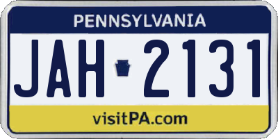 PA license plate JAH2131