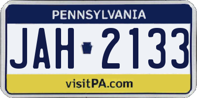 PA license plate JAH2133
