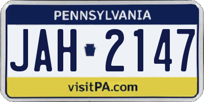 PA license plate JAH2147