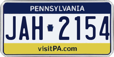 PA license plate JAH2154