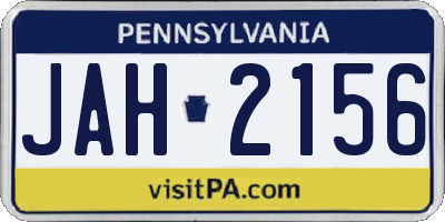 PA license plate JAH2156