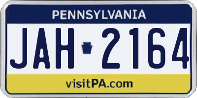 PA license plate JAH2164