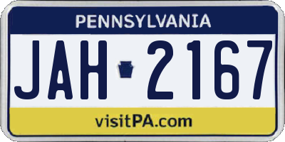 PA license plate JAH2167