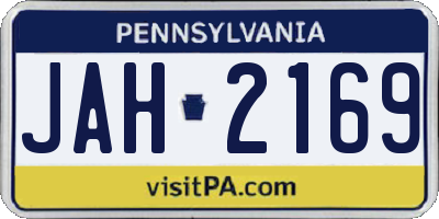 PA license plate JAH2169