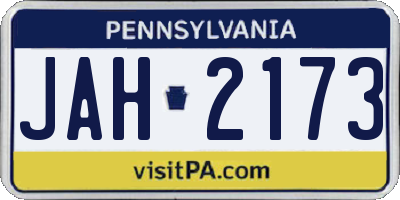 PA license plate JAH2173