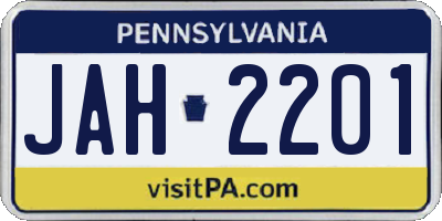 PA license plate JAH2201