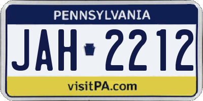 PA license plate JAH2212