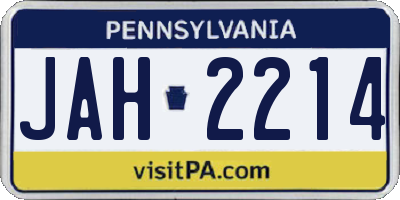 PA license plate JAH2214