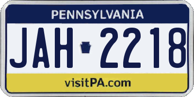 PA license plate JAH2218