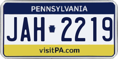 PA license plate JAH2219