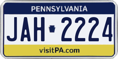 PA license plate JAH2224