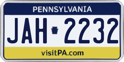 PA license plate JAH2232