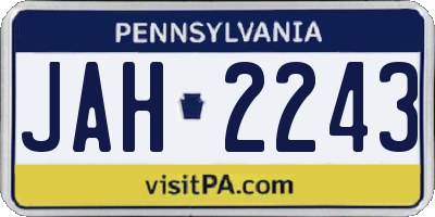 PA license plate JAH2243