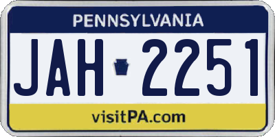 PA license plate JAH2251