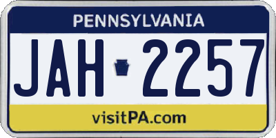 PA license plate JAH2257
