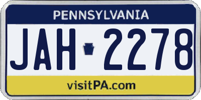 PA license plate JAH2278
