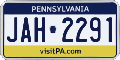 PA license plate JAH2291