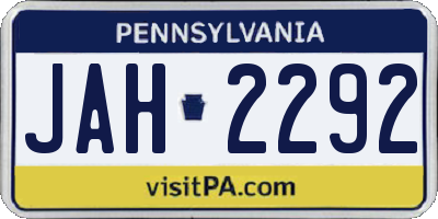 PA license plate JAH2292