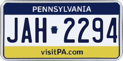 PA license plate JAH2294