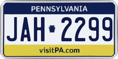 PA license plate JAH2299