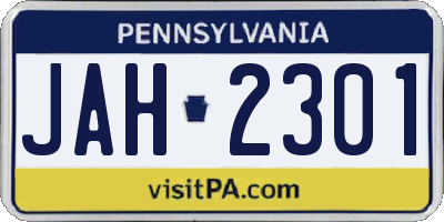 PA license plate JAH2301
