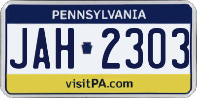 PA license plate JAH2303