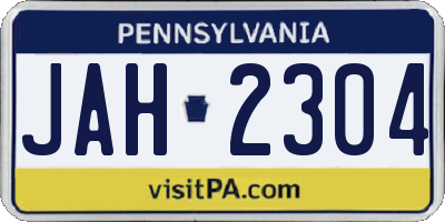 PA license plate JAH2304