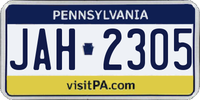 PA license plate JAH2305