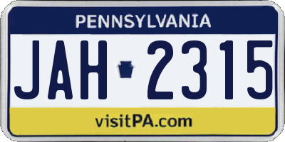 PA license plate JAH2315