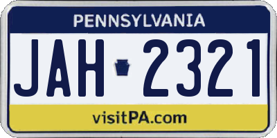 PA license plate JAH2321