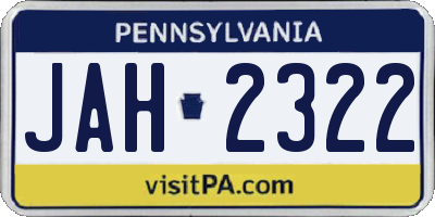 PA license plate JAH2322
