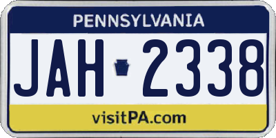 PA license plate JAH2338