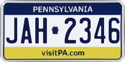 PA license plate JAH2346