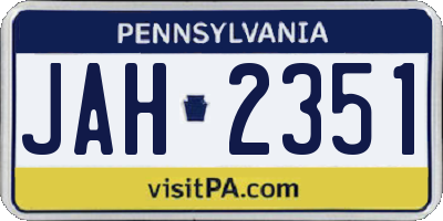 PA license plate JAH2351